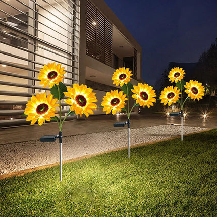 2x Solar Power Garden Stake Lights Sunflower LED Flower lawn Decor Lamp Outdoor