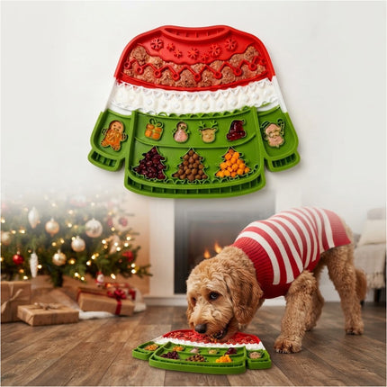Christmas Silicone Dog Pet Lick Mat Pad Boredom Buster Slow Feeder Suction Cups