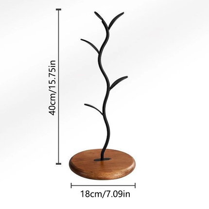 4 Cups Tree Mug Rack Stand Holder Cup Wooden Coffee Storage Tea Glass Hanger