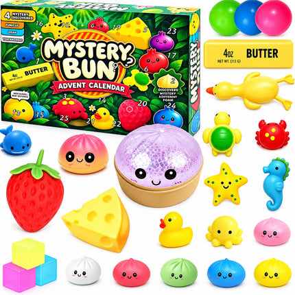 24 Days Christmas SquishiesAdvent Calendar Dumpling SquishyToys Boys  And  Girls Xmas Gift