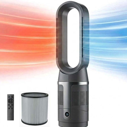 Bladeless Tower Fan 3In1 CoolHot Purifier Remote Control Space Heater Airflow Purification Black