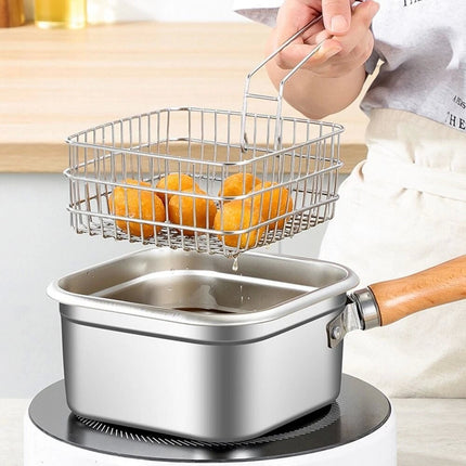 Detachable Handle Deep Frying Pot Tempura Fryer Pan French Fries Frying Basket