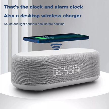 Digital Alarm Clock Charging Station Bluetooth Speaker 15W Wireless Fast Charger