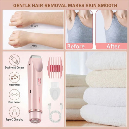 Dual Head Shaver Women, Electric Bikini Trimmer, Wet & Dry Use Hair Removal