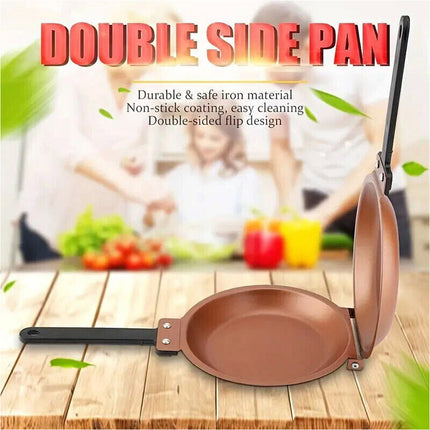 Double Sided Frying Pan Nonstick Folding Skillet Cake Pan for Kitchen Cooking