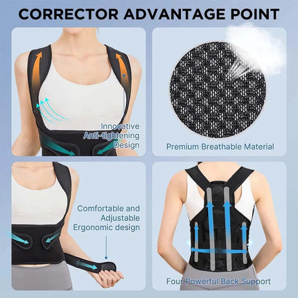 Back Brace Posture Corrector Women Men Shoulder Straightener Adjustable Support M