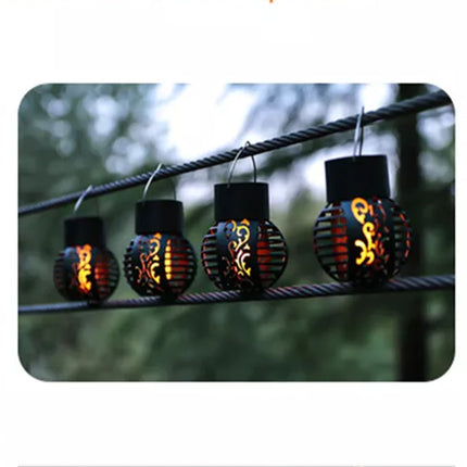 4PCS Solar LED Flame Hanging Light Flickering Dancing Outdoor Garden Lantern Lamp