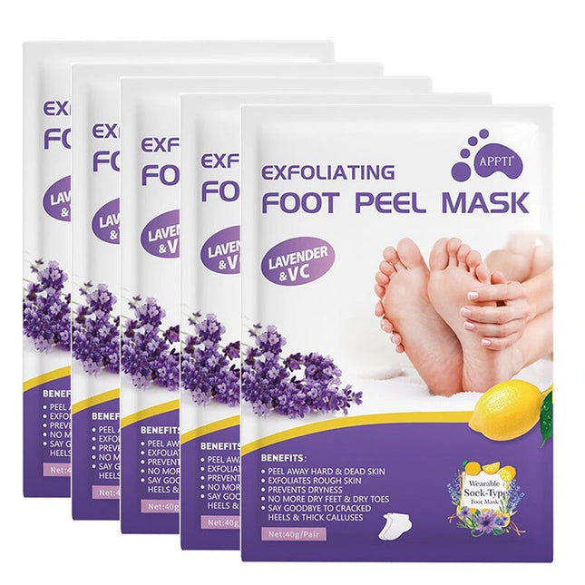 5 Pair Exfoliating Foot Peel Mask Soft Feet Hard Dead Skin Remove Smooth Sock