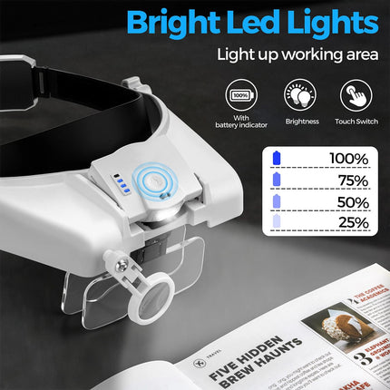 5 Lens Adjustable Headband Magnifier Head Magnifier Hands Free Magnifying Glass