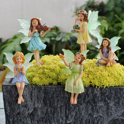 5pcs Miniature Fairy Figurines Ornaments, Outdoor Garden & Home Decor Accessories