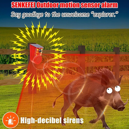 Solar Alarm LED Light Solar Strobe Light Wireless Motion Sensor Detector Outdoor