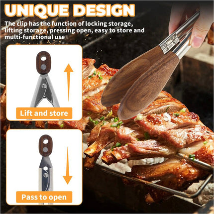 Walnut Wood Tong Versatile Kitchen Wooden Tong with Stainless Steel Handle