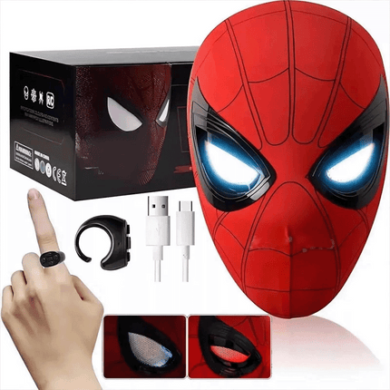 Spiderman Mask with Ring Remote Control Eye Closing Blinking Eyes Helmet Cosplay