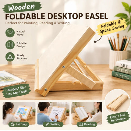 Tabletop Art Easel for Painting Foldable Wood Adjustable Desktop Painting Easel