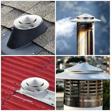 1Pc 75-200mm Fireplace Chimney Caps Roof Cowl Metal Top-Hat Flue Rain Cap Cover