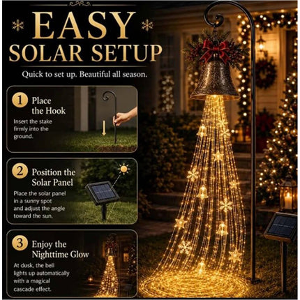 Christmas Bell Magic Fountain, Flowing Snowflake LED Christmas Garden Light