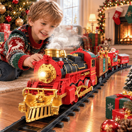 Battery Operated Toy Train With Light & Sound Around Christmas Tree Track Set