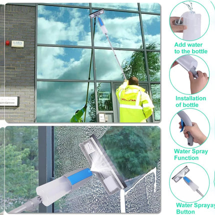 Extendable Window Cleaner Kit Telescopic Glass Cleaning Pole Long With Squeegee