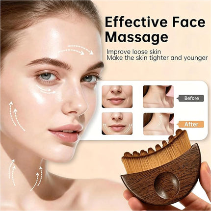 1Pcs Lymphatic Contour Face Brush - Wooden Dry Face Brush for Christmas Gifts