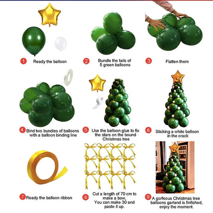 96PCS Christmas Latex Balloon Garland Arch Kit Xmas Tree Party Decorations