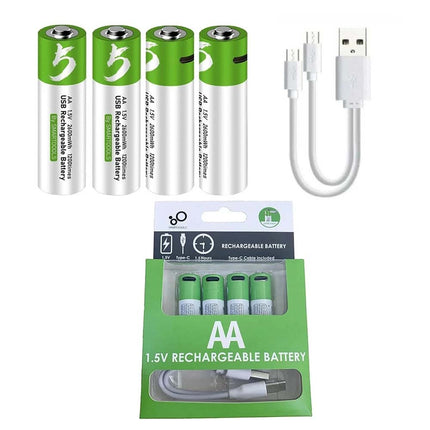 4X USB AA Lithium Ion Rechargeable Battery 1.5V 2600mAh Fast Charger Type C Lot