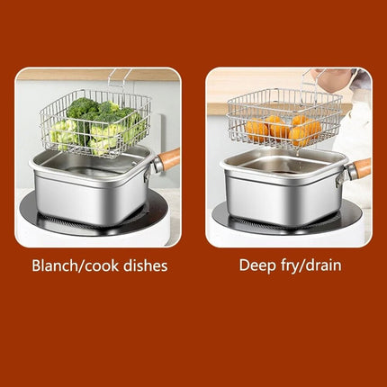 Detachable Handle Deep Frying Pot Tempura Fryer Pan French Fries Frying Basket