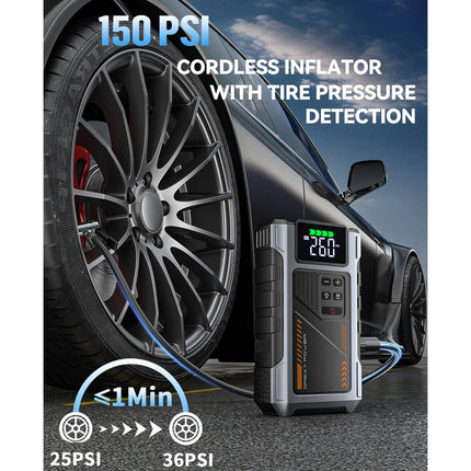 6000A Car Jump Starter Power Bank With Air Compressor Battery Booster + Case