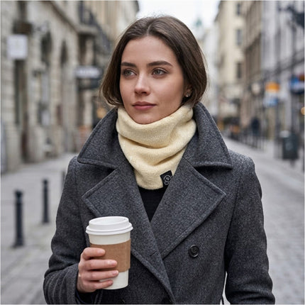 For Women Men Neck Warmer Tube Winter Knitted Scarf Thermal Warm Thicken Chunky Beige