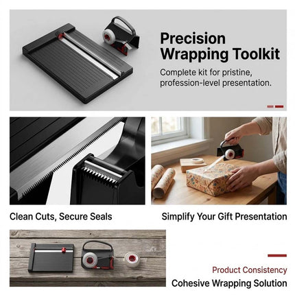 Wrapping Paper Cutter Tool With 2 Tape And 1 Replace Blade For Christmas Gifts