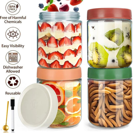 4X 500ml Glass Jars with Lid Small Food Candy Storage Mason Jam Bottle Container