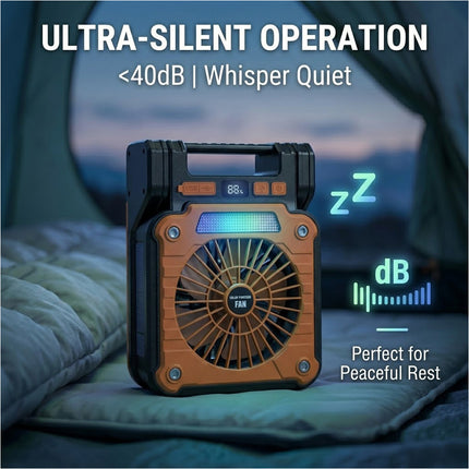 Solar Charging Camping Fan LED light Rechargeable Battery Lantern Power Bank