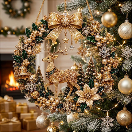 Unfinished Christmas deer Diamond Painting Kit Xmas Ornament Kit Window Decor Style E