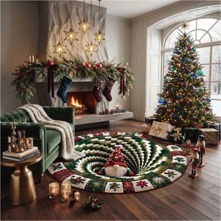 Christmas 2D Flat Printed Rug - Santa Claus Quilted Round Mat, Non-Slip Rugs 80CM