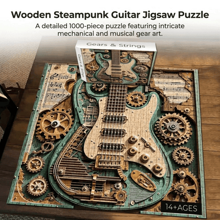 1000-Piece Steampunk Guitar Puzzle, Vintage Guitar Puzzle