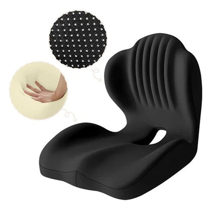 Black Memory Foam Seat Cushion w/Lumbar Support Pillow for Back & Sciatica Pain Relief