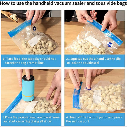 Food Sealer Vacuum Sealer, USB Rechargeable Vacuum Sealer Set with 10 Reusable