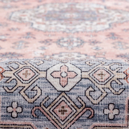 Washable Tribal Pattern Floor Rug Pink Large Mat for Household Dining Room 160*230cm