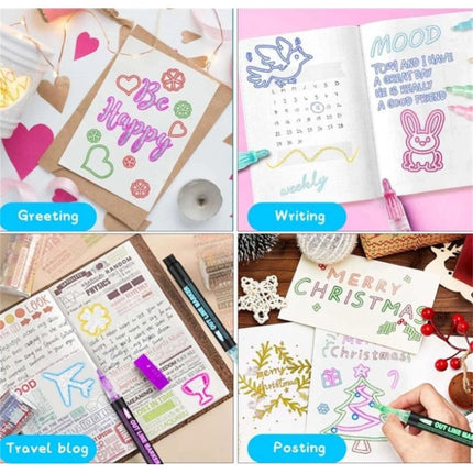 12/24/48PCS Outline Pens Metallic Coloring Lightstick Graffiti Pen Xmas Gifts