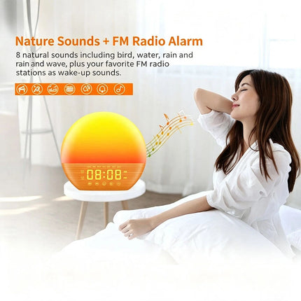 Sunrise Alarm Clock FM Radio White Noise Sleep Aid Night Lamp Bluetooth Speaker