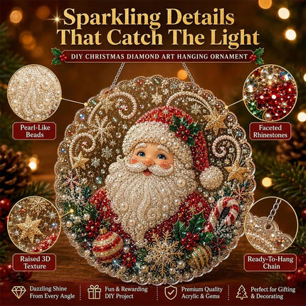 5D DIY Christmas Pearl Diamond Art Painting Hanging Pendant Ornament Kit Gift