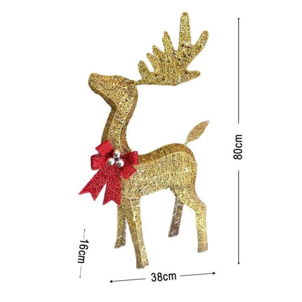 80cm Christmas Decoration Reindeer LED Lights Light up Solar Iron Frame Door