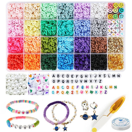 Clay Beads Bracelet Making Flat Polymer Heishi Jewellery Kit 3840pcs DIY Pack AU