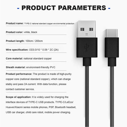 USB To Type-C Charging Cable Black