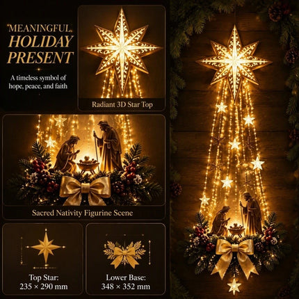 Glowing Nativity Wall Decor Lighted Star Ornament Night Light Living Room