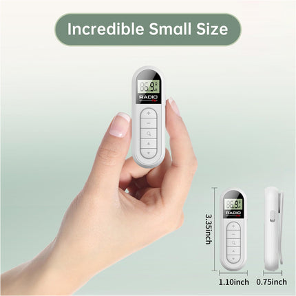 Pocket Digital LCD FM Radio 76 108MHZ Rechargeable For Outdoor Walking Jogging White