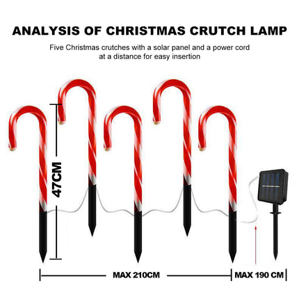 5 Packs Solar Powered LED Christmas Sugar Light Outdoor Garden Lamp Warm