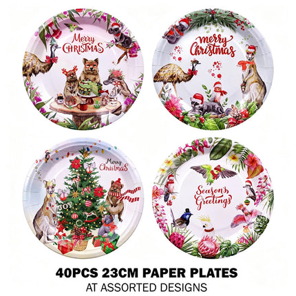 Christmas Disposable Tableware Set Paper Plates Cups Napkins Party Supplies