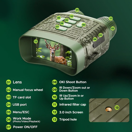 2.5K Night Vision Goggles Infrared Digital Binoculars 6X Zoom + 2000mAh Hunting