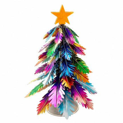 Metal Iron Colorful Mini Christmas Tree Tabletop Rotating Xmas Tree Ornament