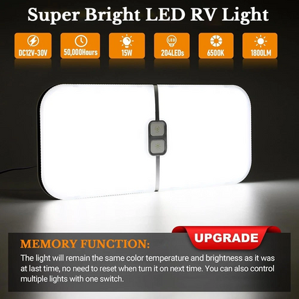 2PCS 12V-24V LED Interior Light White Dimmable RV Caravan Trailer Boat Ceiling Lamp